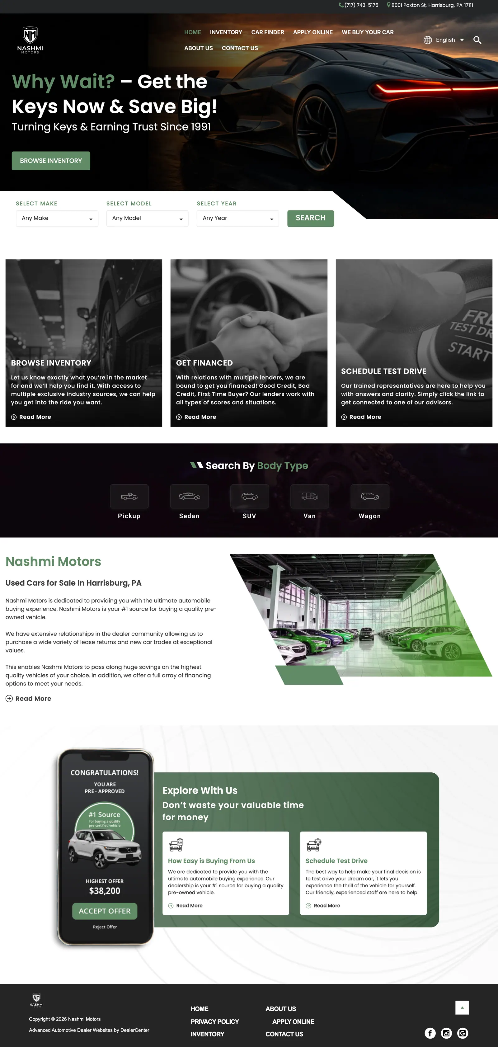 The previous nashmimotors.com homepage